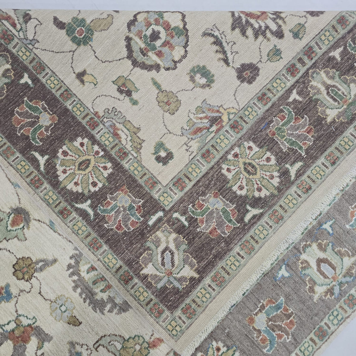 5x8 Beige Chobi Floral Area Rug | Handmade Wool & Cotton Rug