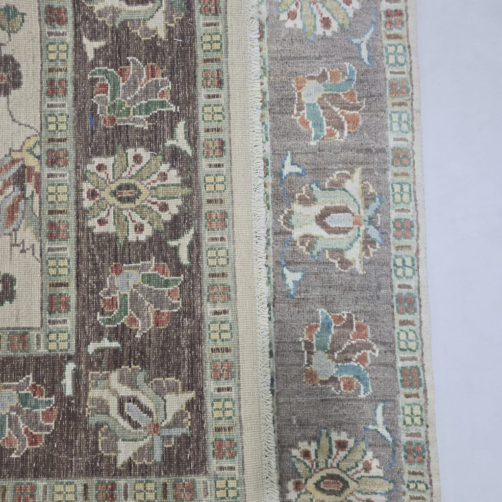 5x8 Beige Chobi Floral Area Rug | Handmade Wool & Cotton Rug