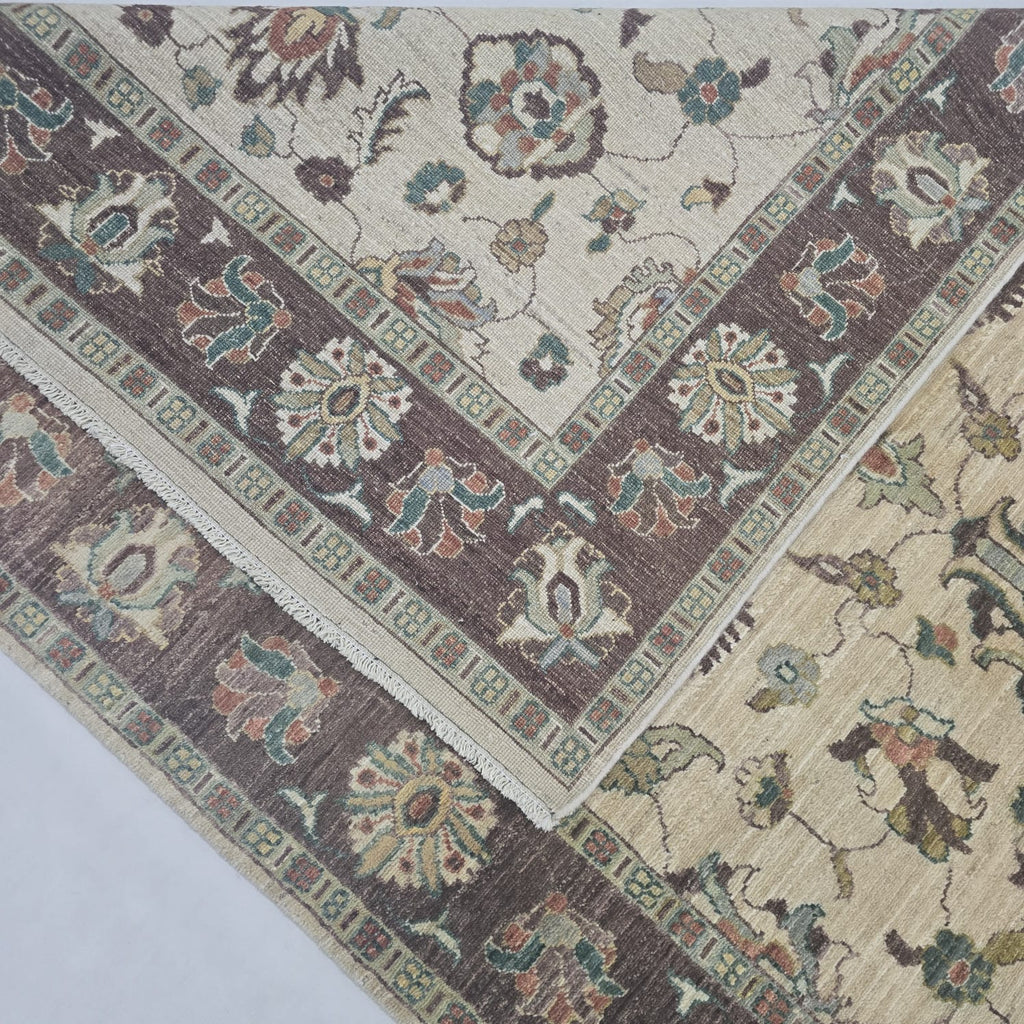 5x8 Beige Chobi Floral Area Rug | Handmade Wool & Cotton Rug