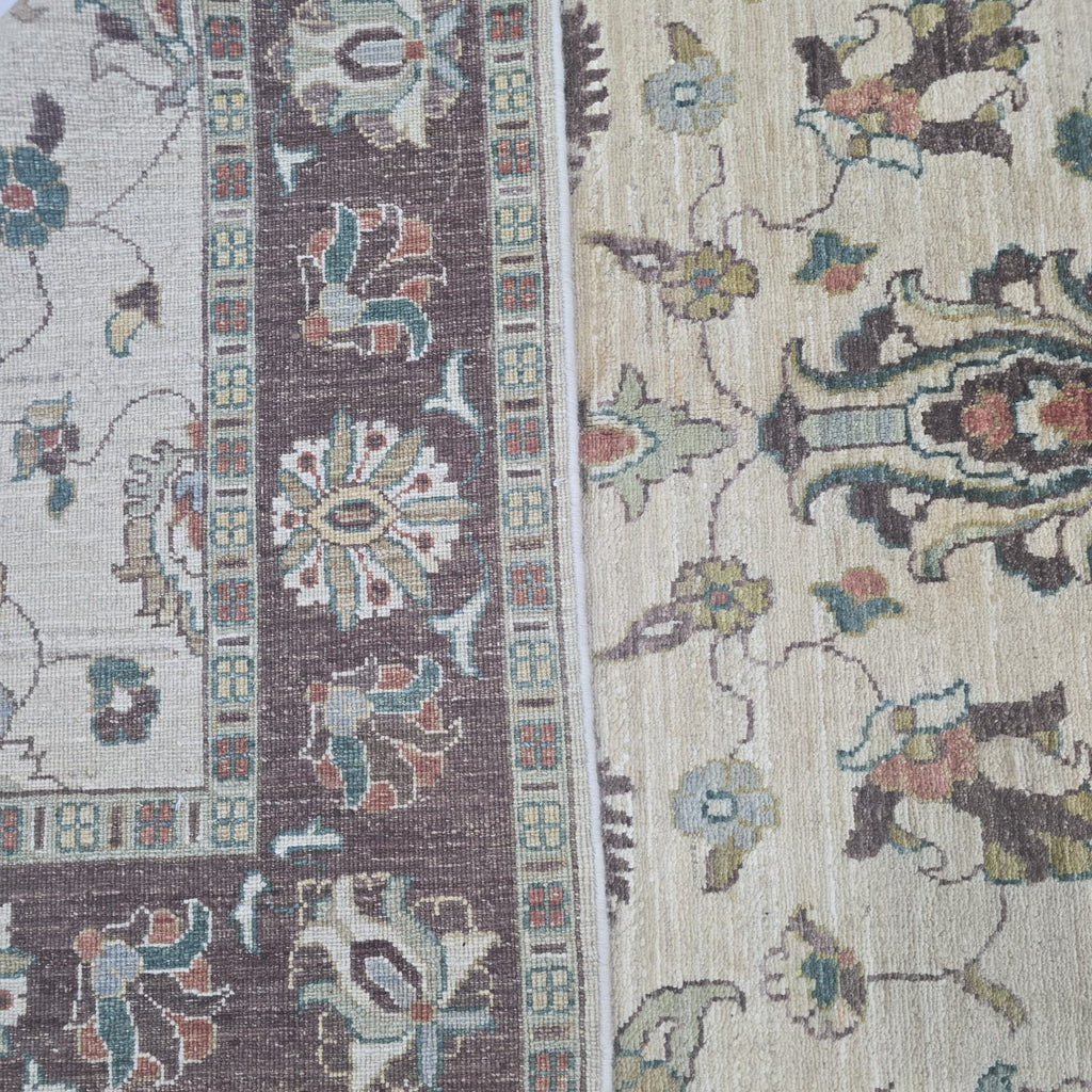 5x8 Beige Chobi Floral Area Rug | Handmade Wool & Cotton Rug