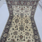 5x8 Beige Chobi Floral Area Rug | Handmade Wool & Cotton Rug