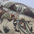 5x8 Beige Chobi Floral Area Rug | Handmade Wool & Cotton Rug