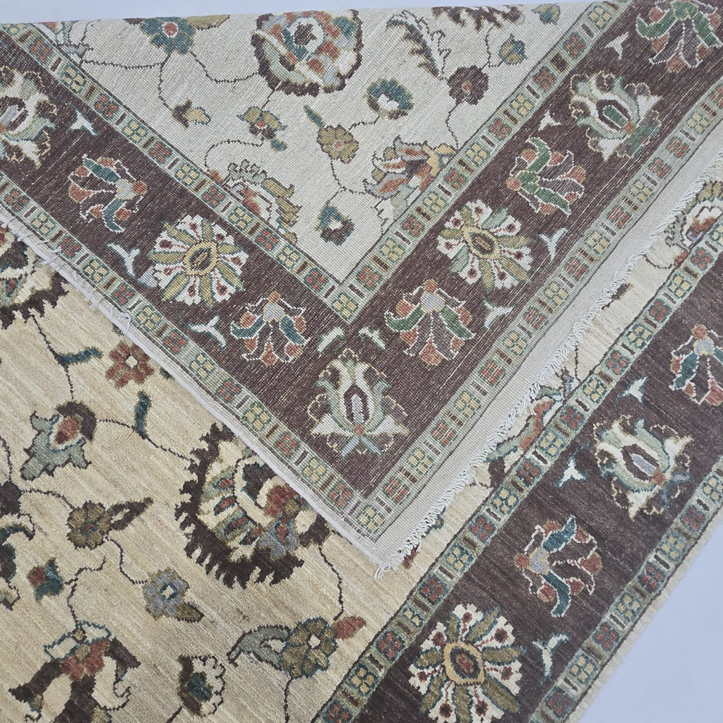 5x8 Beige Chobi Floral Area Rug | Handmade Wool & Cotton Rug