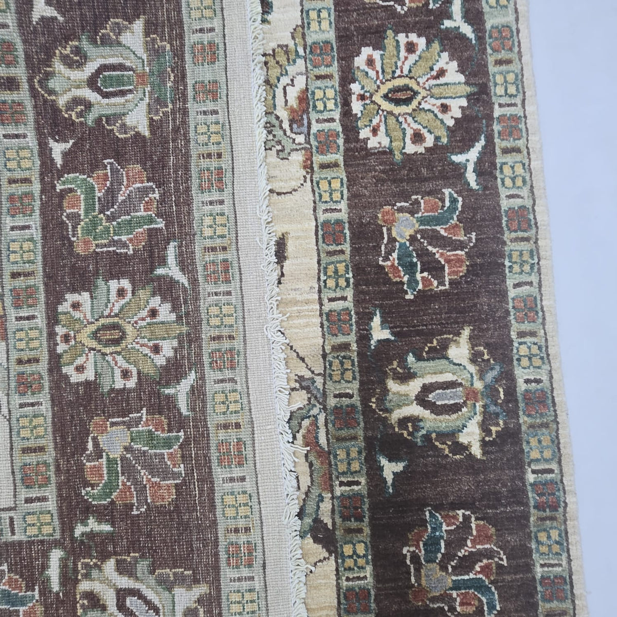 5x8 Beige Chobi Floral Area Rug | Handmade Wool & Cotton Rug