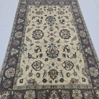 5x8 Beige Chobi Floral Area Rug | Handmade Wool & Cotton Rug