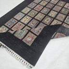 5.5x8 Black Gul-e-Ayena Area Rug | Handmade Wool & Cotton Rug