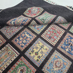 5.5x8 Black Gul-e-Ayena Area Rug | Handmade Wool & Cotton Rug