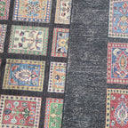 5.5x8 Black Gul-e-Ayena Area Rug | Handmade Wool & Cotton Rug