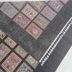 5.5x8 Black Gul-e-Ayena Area Rug | Handmade Wool & Cotton Rug