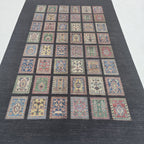 5.5x8 Black Gul-e-Ayena Area Rug | Handmade Wool & Cotton Rug