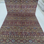 5.5x8 Red Khurjeen Rainbow Area Rug | Handmade Wool & Cotton Rug