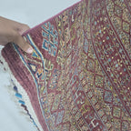 5.5x8 Red Khurjeen Rainbow Area Rug | Handmade Wool & Cotton Rug