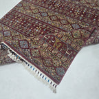 5.5x8 Red Khurjeen Rainbow Area Rug | Handmade Wool & Cotton Rug