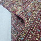 5.5x8 Red Khurjeen Rainbow Area Rug | Handmade Wool & Cotton Rug