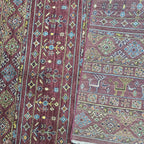 5.5x8 Red Khurjeen Rainbow Area Rug | Handmade Wool & Cotton Rug