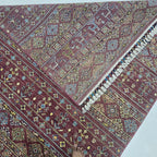 5.5x8 Red Khurjeen Rainbow Area Rug | Handmade Wool & Cotton Rug