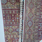 5.5x8 Red Khurjeen Rainbow Area Rug | Handmade Wool & Cotton Rug