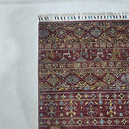 5.5x8 Red Khurjeen Rainbow Area Rug | Handmade Wool & Cotton Rug