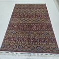 5.5x8 red Khurjeen rainbow handmade wool and cotton area rug with vegetable dyeing