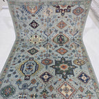 5.5x8 Blue Heriz Floral Area Rug | Handmade Wool & Cotton Rug