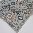 5.5x8 Blue Heriz Floral Area Rug | Handmade Wool & Cotton Rug