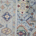 5.5x8 Blue Heriz Floral Area Rug | Handmade Wool & Cotton Rug