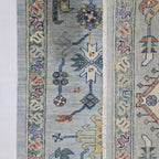 5.5x8 Blue Heriz Floral Area Rug | Handmade Wool & Cotton Rug