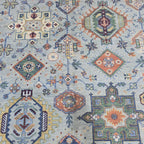 5.5x8 Blue Heriz Floral Area Rug | Handmade Wool & Cotton Rug