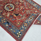 6x9 Red Heriz Floral Area Rug | Handmade Wool & Cotton Rug
