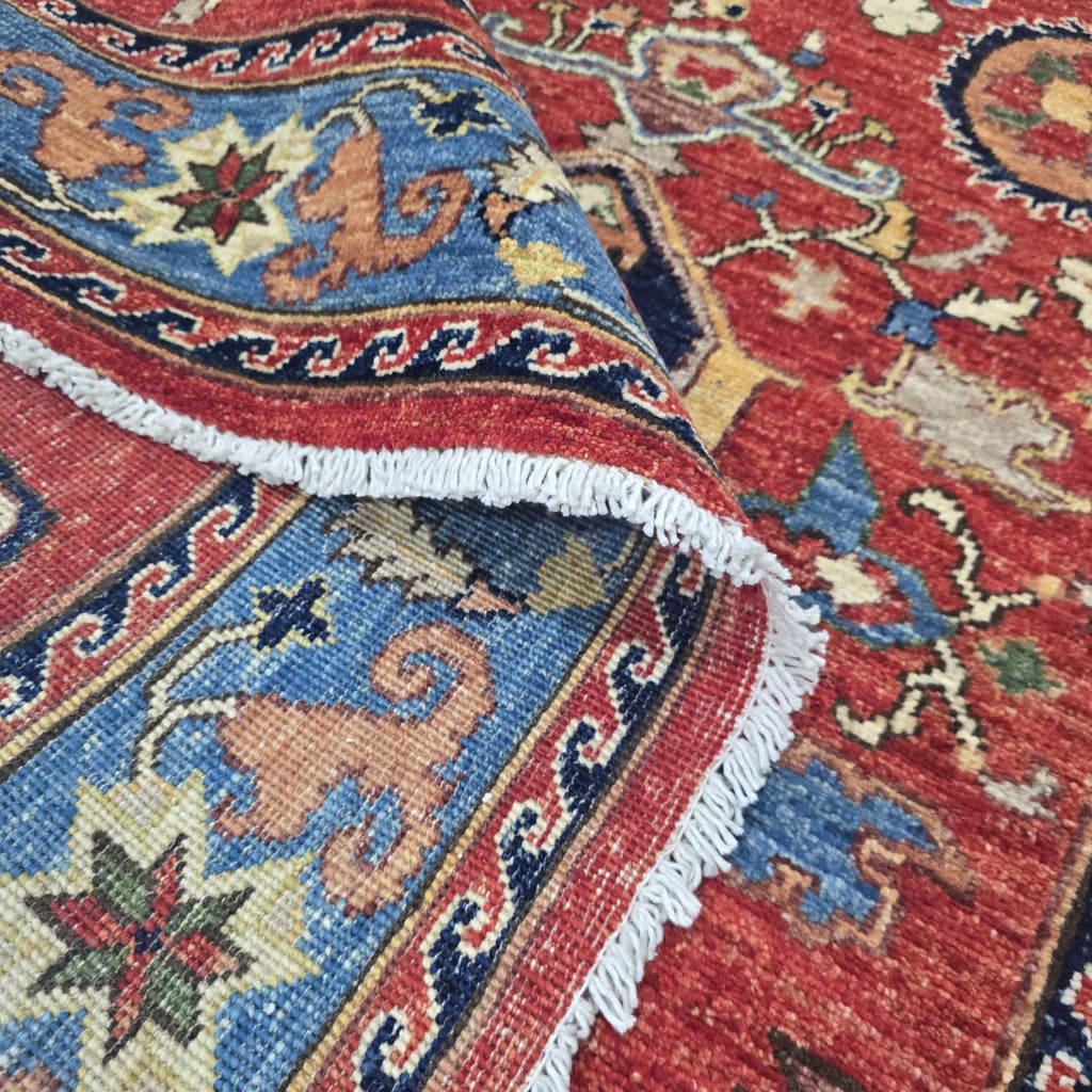 6x9 Red Heriz Floral Area Rug | Handmade Wool & Cotton Rug