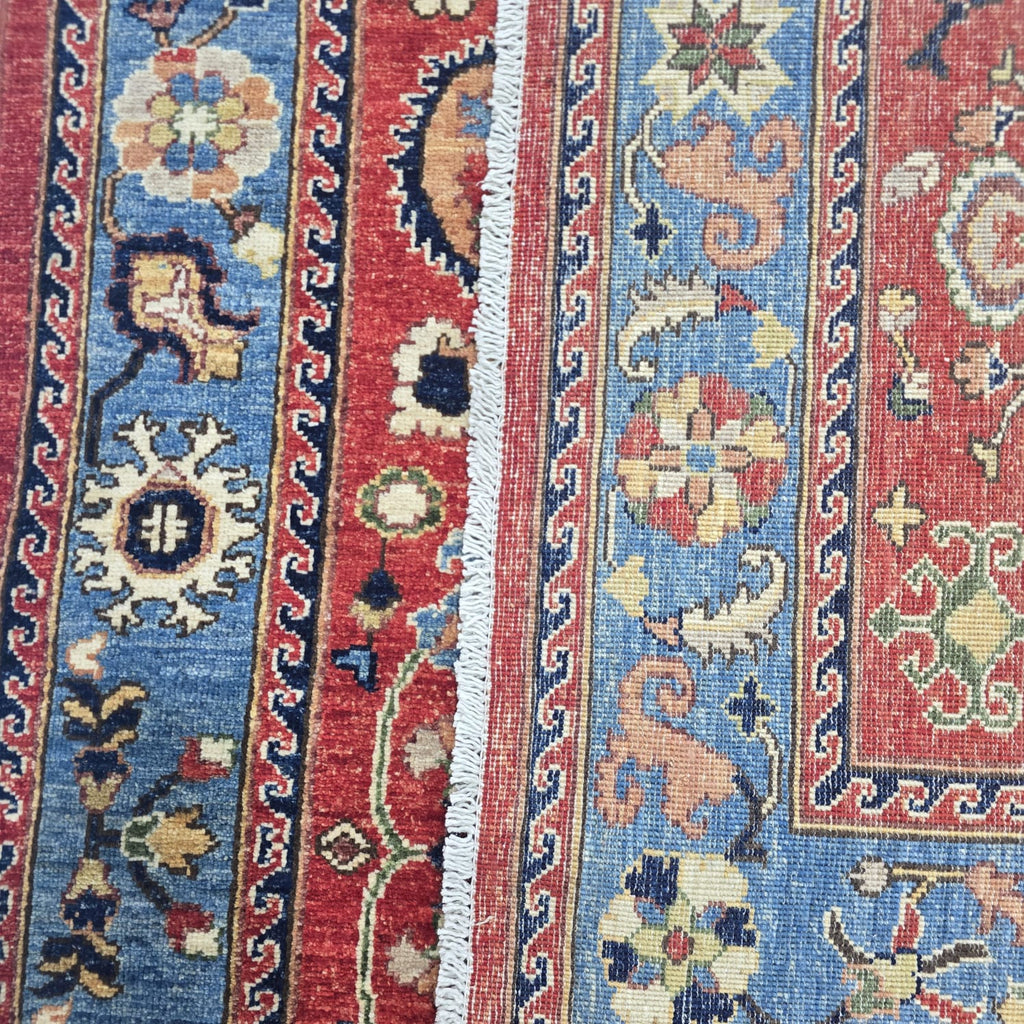 6x9 Red Heriz Floral Area Rug | Handmade Wool & Cotton Rug