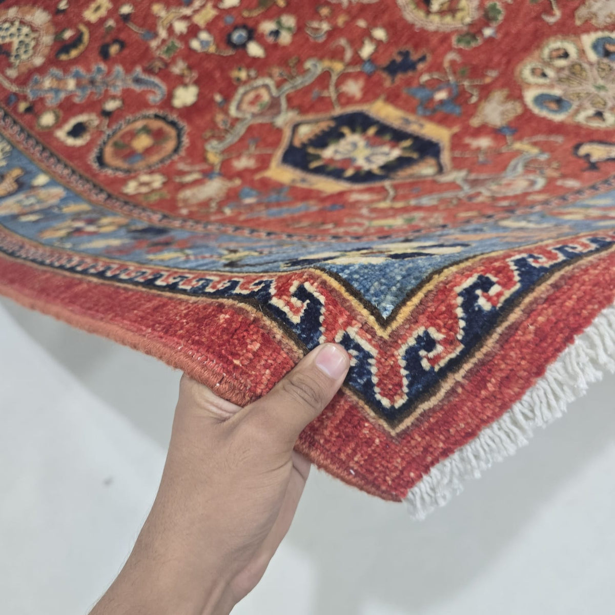 6x9 Red Heriz Floral Area Rug | Handmade Wool & Cotton Rug