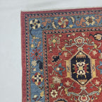 6x9 Red Heriz Floral Area Rug | Handmade Wool & Cotton Rug