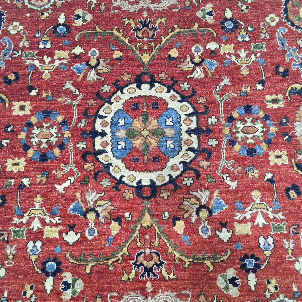 6x9 Red Heriz Floral Area Rug | Handmade Wool & Cotton Rug