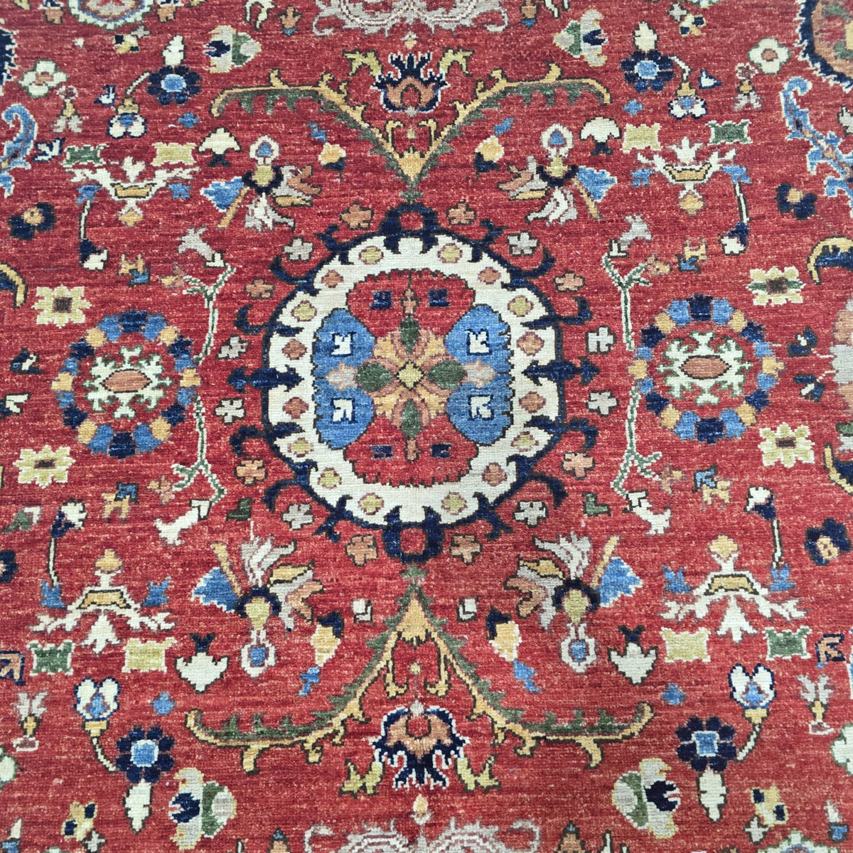 6x9 Red Heriz Floral Area Rug | Handmade Wool & Cotton Rug
