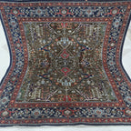 6x6 Brown Chobi Floral Area Rug | Handmade Wool & Cotton Rug