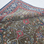6x6 Brown Chobi Floral Area Rug | Handmade Wool & Cotton Rug