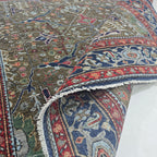 6x6 Brown Chobi Floral Area Rug | Handmade Wool & Cotton Rug