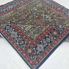 6x6 Brown Chobi Floral Area Rug | Handmade Wool & Cotton Rug