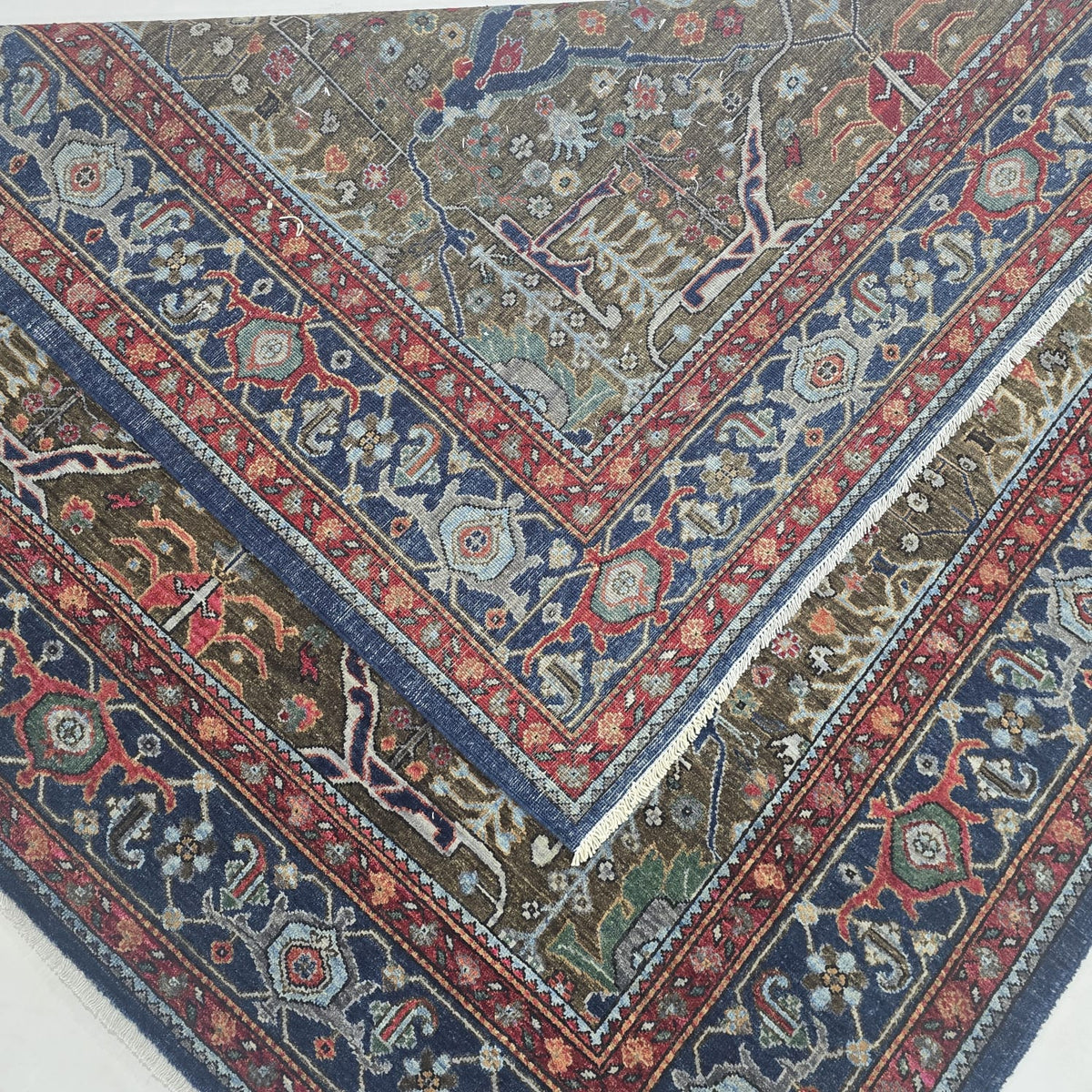 6x6 Brown Chobi Floral Area Rug | Handmade Wool & Cotton Rug