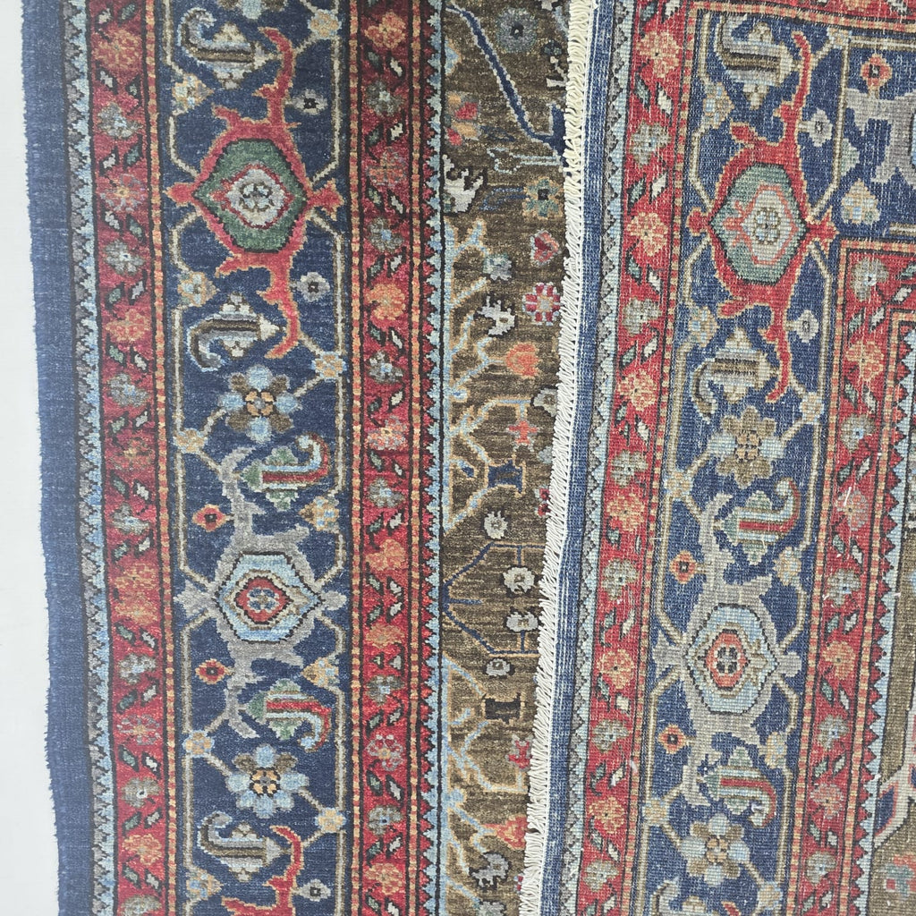 6x6 Brown Chobi Floral Area Rug | Handmade Wool & Cotton Rug