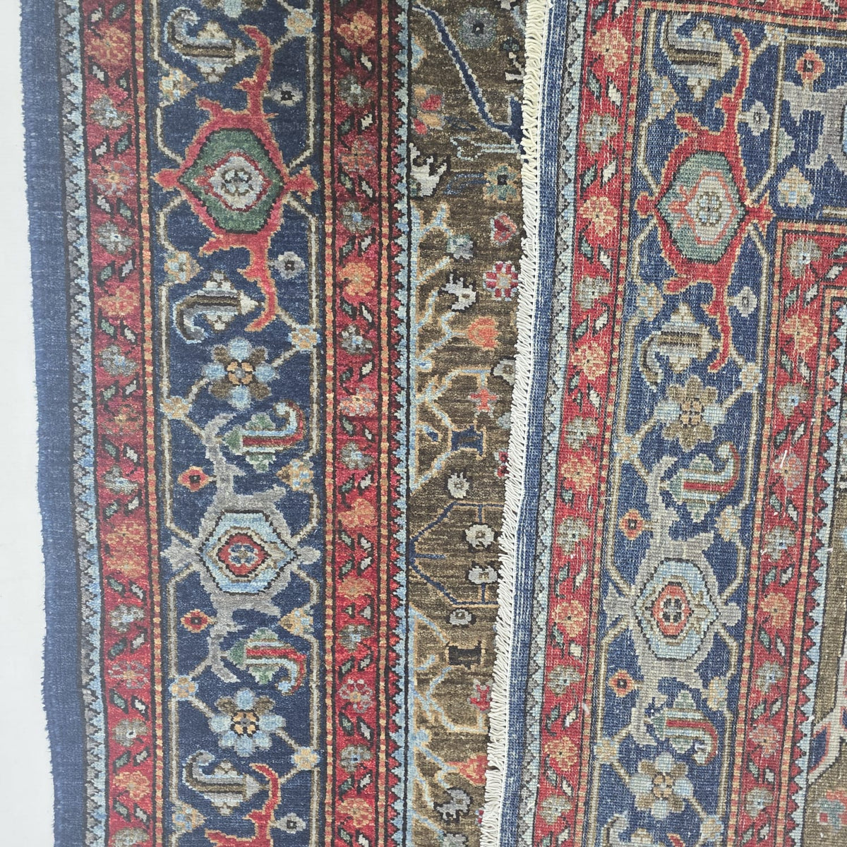 6x6 Brown Chobi Floral Area Rug | Handmade Wool & Cotton Rug