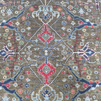 6x6 Brown Chobi Floral Area Rug | Handmade Wool & Cotton Rug