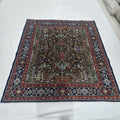 6x6 brown Chobi floral handmade wool and cotton area rug with vegetable dyeing