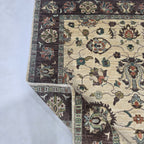 5x6.5 Beige Chobi Floral Area Rug | Handmade Wool & Cotton Rug
