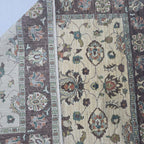 5x6.5 Beige Chobi Floral Area Rug | Handmade Wool & Cotton Rug