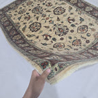 5x6.5 Beige Chobi Floral Area Rug | Handmade Wool & Cotton Rug