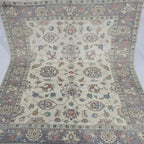 5x6 Beige Chobi Floral Area Rug | Handmade Wool & Cotton Rug