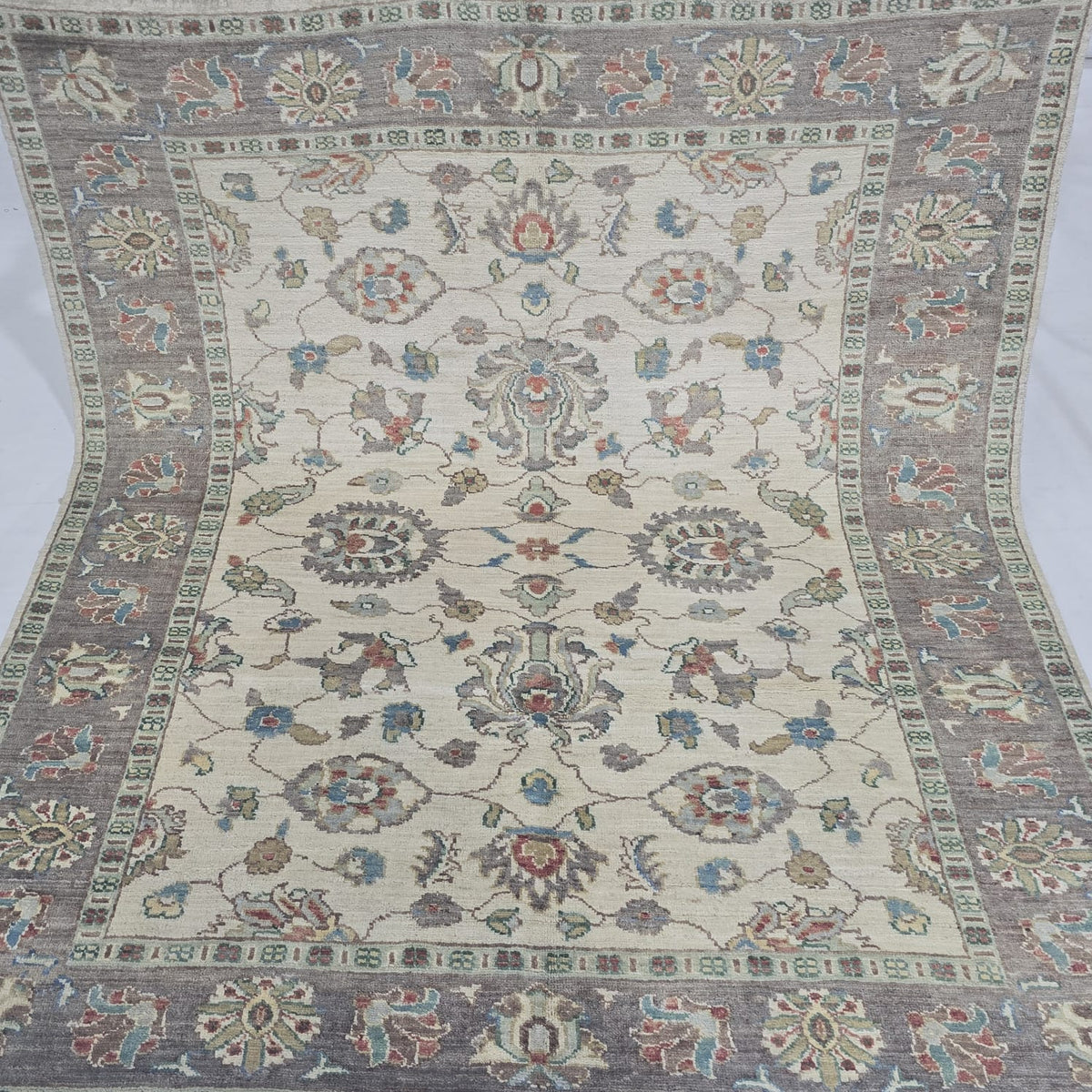 5x6 Beige Chobi Floral Area Rug | Handmade Wool & Cotton Rug