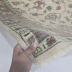 5x6 Beige Chobi Floral Area Rug | Handmade Wool & Cotton Rug